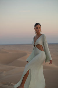 KEHLANI CUT-OUT DRESS - MILKY SAGE Kadimah KEHLANI CUT-OUT DRESS - MILKY SAGE Kadimah